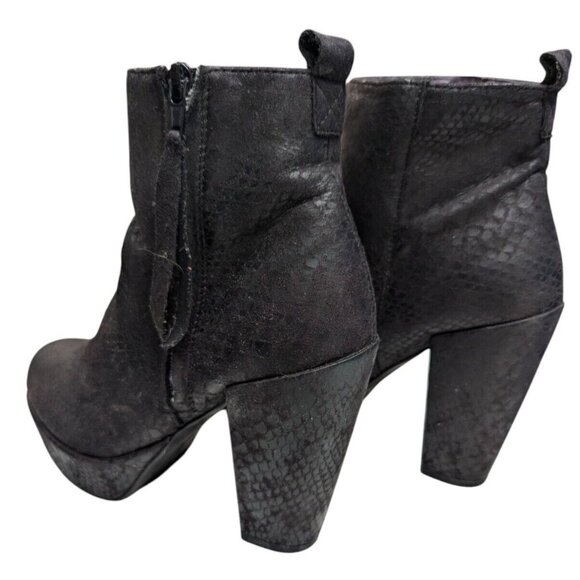 VTG Y2K Womens 8M Black Chunky Heel Ankle Boots Zip Up Gothic Grunge Punk Rock - Picture 6 of 11